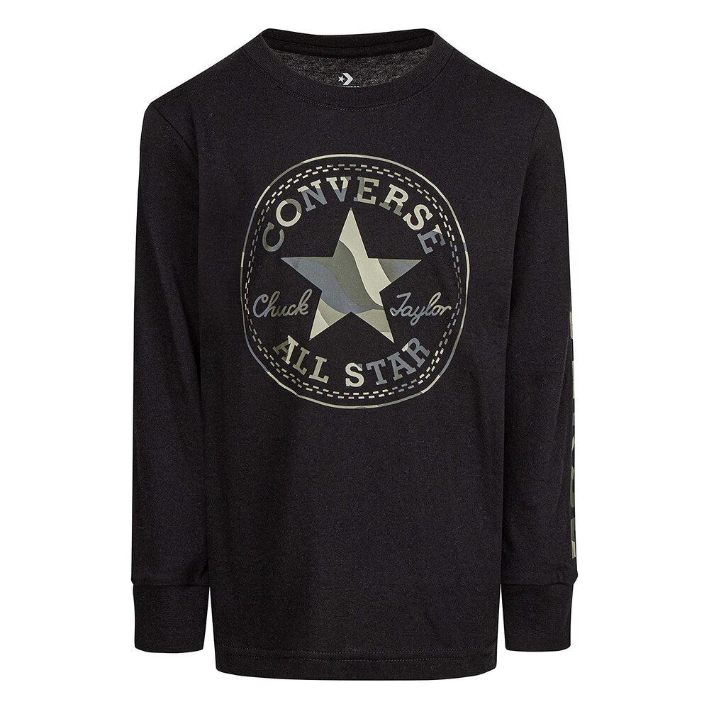 Converse Kids Boys Camo Long Sleeve Tee (Little Kids) Black 4 Little Kids